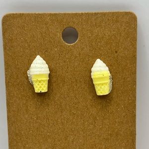 Glittery ice cream on a cone stud earrings